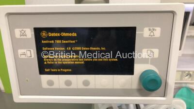 Datex-Ohmeda Aestiva/5 Anaesthesia Machine with Aestiva 7900 SmartVent Software Version - 4.8, Absorber, Bellows, Oxygen Mixer, APC SC 620 Smart UPS and Hoses (Powers Up, Missing Draw) - 3
