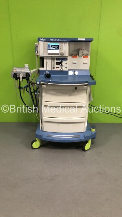 Drager Fabius GS Premium Anaesthesia Machine *Mfd - 2014* Software Version 3.34a - Total Run Hours - 10986 Total Vent Hours - 1366 with Bellows, Absorber and Hoses (Powers Up)