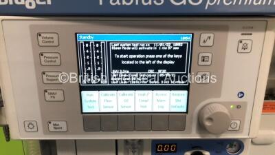 Drager Fabius GS Premium Anaesthesia Machine *Mfd - 2014* Software Version 3.34a - Total Run Hours - 10986 Total Vent Hours - 1366 with Bellows, Absorber and Hoses (Powers Up) - 2