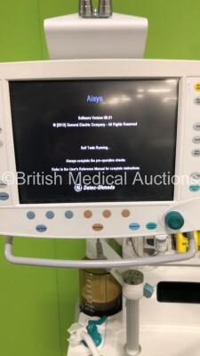 GE Datex Ohmeda Aisys Anaesthesia Machine *Software Version - 08.01* with Aladin2 Isoflurane Vaporizer, Aladin2 Sevoflurane Vaporizer, GE E-CAiOV Gas Module with Spirometry Option, Fresh Gas Module *Mfd - 12/2010* and Mini D-fend Water Trap, Bellows and H - 2