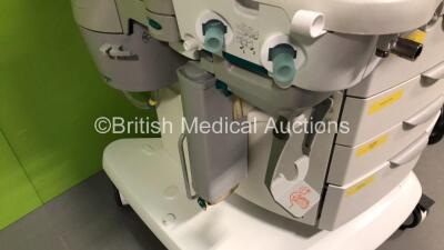 GE Datex Ohmeda Aisys Anaesthesia Machine *Software Version - 08.01* with Aladin2 Isoflurane Vaporizer, Aladin2 Sevoflurane Vaporizer, GE E-CAiOV Gas Module with Spirometry Option, Fresh Gas Module *Mfd - 12/2010* and Mini D-fend Water Trap, Bellows and H - 7