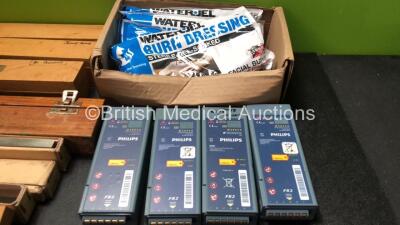 Mixed Lot Including Large Quantity Corning 75cm Flasks, 4 x Philips M3863A Batteries *All Untested* 5 x Water Jel Burn Dressing Pads and 7 x Sharps Block CORE Knifes - 4