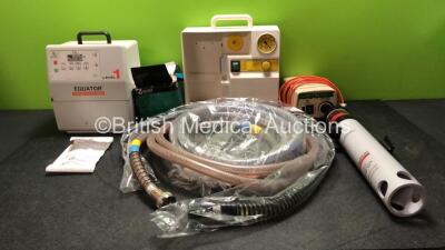 Mixed Lot Including 1 x Equator Level 1 Warming Unit, 1 x SAM 420 Suction Unit, 1 x Alpha X cellActive Pressure Relief System, Approximately 25 x Timesco Disposable Laryngoscope Blades, 3 x Tubes and 1 x AGSS Receiving System