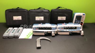 Mixed Lot Including 3 x Vitatron MEP 3000 Temporary Pacemakers in Cases, 2 x CareFusion Alaris GH Guardrails Plus Syringe Pumps (Both Power Up with Casing Damage and Alarms) and 1 x Karl Storz C-Mac 8401 BXC Laryngoscope Blade