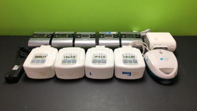 Job Lot Including 5 x ResMed S9 Escape CPAP Units with 1 x Power Supply, 4 x DeVilbiss Sleepcubes (3 x AutoPlus, 1 x StandardPlus) and 2 x Compressors
