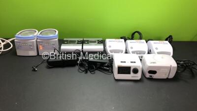 Job Lot Including 2 x Fisher & Paykel MR850AEK Humidifiers (Both Power Up with 1 x Casing Damage) 1 x DeVilbiss Blue AutoPlus Unit, 2 x ResMed S9 Escape CPAP Units with 2 x Power Supplies, 3 x DeVilbiss AirForce One Compressors and 1 x Apex Mini-Plus Comp