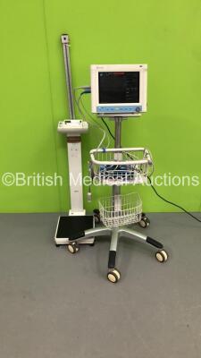 Mixed Lot Including 1 x Mindray MEC-1000 Patient Monitor on Stand (Powers Up) and 1 x Seca Stand on Scales