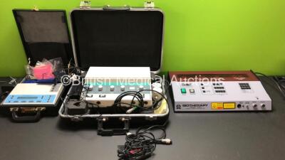 Mixed Lot Including 1 x Omega Biotherapy Laser System, 1 x Enraf Nonius Sonopuls 464 Ultrasound Unit in Case with Accessories and 1 x Brindley & Smith Motel ET-1000 Unit in Case with Accessories *10509 - 15319 - 2276*