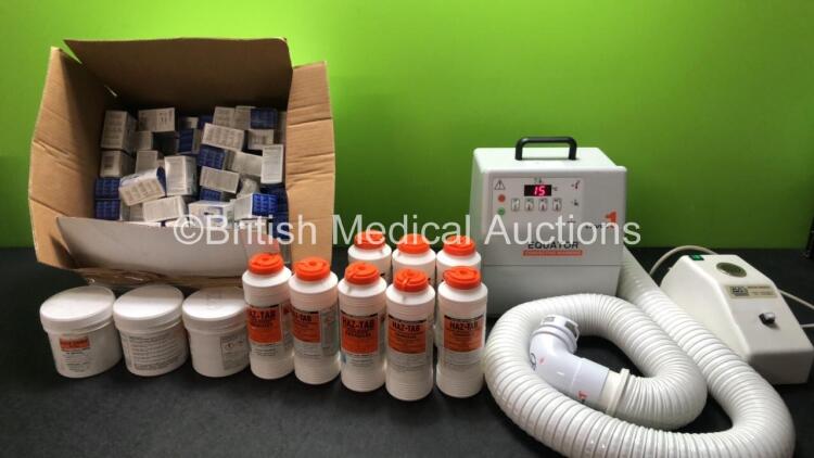 Mixed Lot Including 1 x Equator Level 1 Convective Warmer (Powers Up)1 x Montfort Mirror Heater Unit (Powers Up) Large Quantity of Medisense Glucose & Ketone Control Solutions and Chlorine Releasing Granules