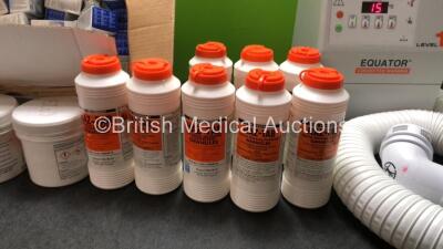 Mixed Lot Including 1 x Equator Level 1 Convective Warmer (Powers Up)1 x Montfort Mirror Heater Unit (Powers Up) Large Quantity of Medisense Glucose & Ketone Control Solutions and Chlorine Releasing Granules - 4