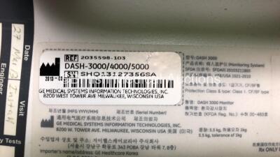 Mixed Lot Including 1 x Smiths Medfusion 3500 Pump (Powers Up with Damaged Handle) 1 x GE Dash 3000 Monitor (Draws Power with Blank Screen) and 1 x ITC Hemochron Signature Elite Whole Blood Microcoagulation System *M60587 - SHQ13127356SA* - 4