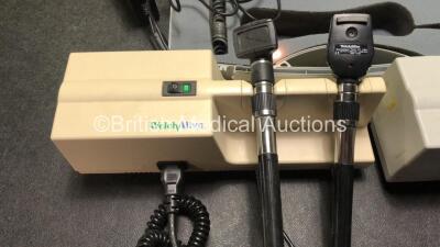 Mixed Lot Including 1 x Micro Medical Spirometer in Case with 1 x AC Power Supply (Powers Up) 1 x Onward Design Patient Transfer Board, 2 x Welch Allyn 767 Series Wall Mounted Ophthalmoscopes with 4 x Attachments (Both Power Up) - 3