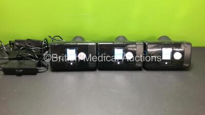 3 x ResMed Airsense 10 Autoset CPAP Units with 3 x AC Power Supplies (All Power Up)