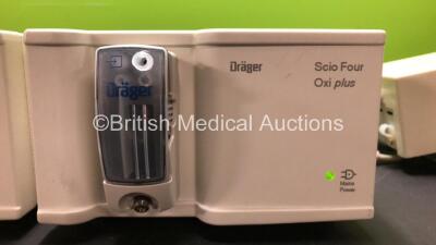 2 x Drager Scio Four Oxi Plus Gas Modules *2009* with Infinity ID Waterlock2 and 2 x AC Power Supplies (Both Power Up) - 2