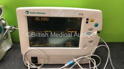 Job Lot Including 1 x Datex Ohmeda S/5 Patient Monitors Including ECG, CO2, SpO2, NIBP and T1 Options with 1 x Power Supply (Powers Up with Missing Dial-See Photo) 1 x Datex Ohmeda S/5 Patient Monitor Including ECG, SpO2, NIBP and T Options with 1 x AC Po - 2