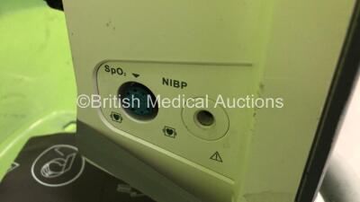 2 x Mindray VS-600 Vital Signs Monitors with SPO2 and NIBP Options and 1 x NIBP Cuff and Hose with Stands (Both Power Up, 1 with Blank Screen, 1 x Missing Battery Casing - See Photo) *FU-4B002279 / FU-4B002327* - 3