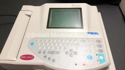 2 x GE MAC 1200 ST ECG Machines with 2 x Leads and 1 x Carry Bag (Both Draw Power with Blank Screens and 1 x Cracked Casing) - 2