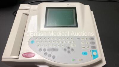 2 x GE MAC 1200 ST ECG Machines with 2 x Leads and 1 x Carry Bag (Both Draw Power with Blank Screens and 1 x Cracked Casing) - 3