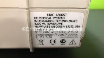 2 x GE MAC 1200 ST ECG Machines with 2 x Leads and 1 x Carry Bag (Both Draw Power with Blank Screens and 1 x Cracked Casing) - 5