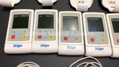 Job Lot Including 8 x Drager Infinity M300 Patient Telemetry Monitors, 9 x Drager MP03401 ECG Leads and 9 x Drager MS29558 Bedside Chargers - 2