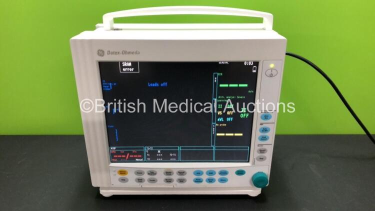 GE Datex-Ohmeda F-CM1-04 Anaesthesia Monitor (Powers Up with Damaged Handle Casing) with 1 x GE Type E-PRESTN-00 Module *Mfd 2007-11* (Damage Casing ) **SN 6342005 - 6350018**