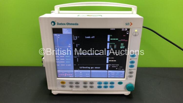 GE Datex-Ohmeda F-CM1-04 Anaesthesia Monitor (Powers Up) with 1 x GE Type E-PRESTN-00 Module *Mfd 2006-03* and 1 x GE Type E-CAiOV-00 Gas Module with Spirometry and D-Fend Water Trap *Mfd 2008-01* **SN 6130287 - 6138598 - 6372227*