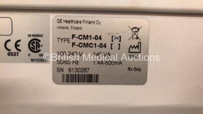 GE Datex-Ohmeda F-CM1-04 Anaesthesia Monitor (Powers Up) with 1 x GE Type E-PRESTN-00 Module *Mfd 2006-03* and 1 x GE Type E-CAiOV-00 Gas Module with Spirometry and D-Fend Water Trap *Mfd 2008-01* **SN 6130287 - 6138598 - 6372227* - 5