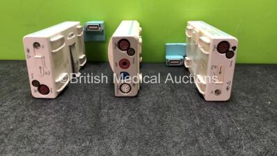 Job Lot of Modules Including 1 x Agilent M3000A Module with ECG/Resp, SpO2, NBP, Press and Temp Options *Mfd 04-2001* 2 x Philips M3015A Opt C06 Modules with CO2, Press and Temp Options *Mfd 11-2004, 01-2004* *SN DE02006638, DE02010059, DE94523378, 18806,