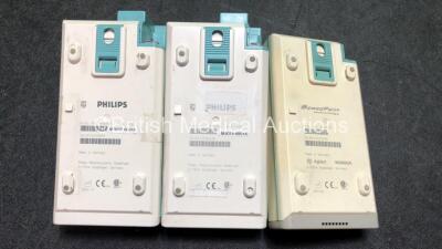 Job Lot of Modules Including 1 x Agilent M3000A Module with ECG/Resp, SpO2, NBP, Press and Temp Options *Mfd 04-2001* 2 x Philips M3015A Opt C06 Modules with CO2, Press and Temp Options *Mfd 11-2004, 01-2004* *SN DE02006638, DE02010059, DE94523378, 18806, - 5