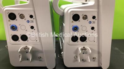 2 x EDAN iM60 Touch Screen Patient Monitors Including ECG, SpO2, NIBP, IBP1, IBP2, T1, T2 and CO2 Module Holder Options with 2 x Batteries, 2 x BP Hoses, 2 x BP Cuff, 2 x IBP Pressure Transducers, 2 x SpO2 Sensors, 2 x CO2 Sampling Lines, 2 x AC Power Cab - 3