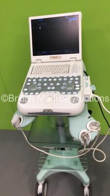 Esaote MyLabFive Portable Flat Screen Ultrasound Scanner Ref 411410 System Software Res 1.01 STD 10.10 with 1 x Transducer/Probe (LA435) on Stand (Powers Up-Damage to Probe Head-See Photos) * SN 05-02055 * * Mfd April 2010 * - 5