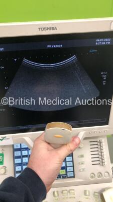 Toshiba Aplio XV Flat Screen Ultrasound Scanner Model SSA-770A with 3 x Transducers/Probes (1 x PVT-674BT * Mfd May 2007 *,1 x PVT-382BT * Mfd June 2007 * and 1 x PLT-604AT * Mfd Sept 2011 *) and Sony Digital Graphic Printer UP-D897 (Powers Up-110V-Adapte - 9