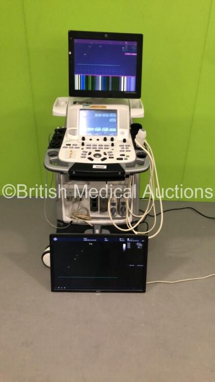 GE Vivid E9 Flat Screen Ultrasound Scanner Application Software Version 113 Revision 1.0 System Software Version 104.3.6 with 3 x Transducers/Probes (1 x 4V-D * Mfd June 2014 *,1 x M5Sc-D * Mfd Feb 2014 * and 1 x Pencil Probe) and ECG Lead (Powers Up with
