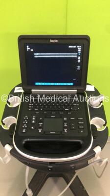 SonoSite Edge Portable Ultrasound Scanner Ref P15000-11 *S/N 03NNBV* **Mfd 02/2010** Boot Version 55.80.102.024 ARM Version 55.80.102.026 with 1 x Transducer / Probe (HFL50x/15-6 MHz Ref P07693-70 *Mfd 2016*) on SonoSite Cart (Powers Up) - 2