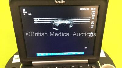 SonoSite Edge Portable Ultrasound Scanner Ref P15000-11 *S/N 03NNBV* **Mfd 02/2010** Boot Version 55.80.102.024 ARM Version 55.80.102.026 with 1 x Transducer / Probe (HFL50x/15-6 MHz Ref P07693-70 *Mfd 2016*) on SonoSite Cart (Powers Up) - 6