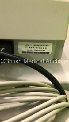 GE MAC 1600 ECG Machine on Stand with 1 x 10-Lead ECG Lead (Powers Up) * SN SDE12450054NA * * Mfd 2012 * - 7