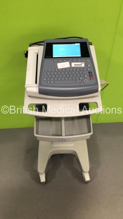 GE MAC 1600 ECG Machine on Stand with 1 x 10-Lead ECG Lead (Powers Up) * SN SDE11170062NA * * Mfd 2011 *