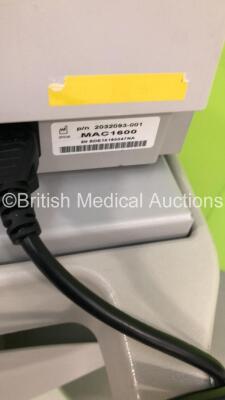 GE MAC 1600 ECG Machine on Stand with 1 x 10-Lead ECG Lead (Powers Up) * SN SDE10180047NA * * Mfd 2010 * - 8