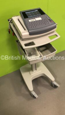 GE MAC 1600 ECG Machine on Stand with 1 x 10-Lead ECG Lead (Powers Up) * SN SDE12480015NA * * Mfd 2012 * - 4