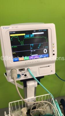 2 x Fukuda Denshi DS-7100 Patient Monitors on Stands with ECG/Resp,SpO2,NIBP,BP,Temp and Printer Options with 2 x BP Hoses,2 x BP Cuffs and 2 x ECG Leads (Both Power Up) * SN 50002662 / 50002676 * - 3