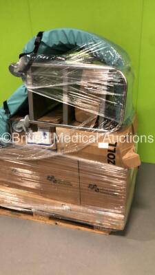 Pallet of Surgical Gowns with Stainless Steel Trolley and Mattress - 3