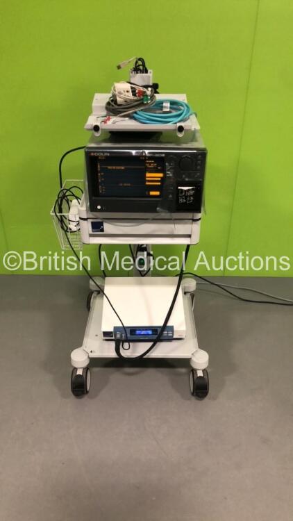 Colin BP-508 Patient Monitor with FMS/Smart Medical Finometer Model 2 on Smart Medical Trolley with Leads (Powers Up) * Equip No 037020 *