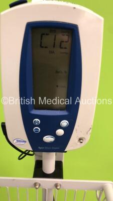 1 x Welch Allyn 53N00 Patient Monitor on Stand with 1 x BP Hose and 1 x SpO2 Finger Sensor and 1 x Welch Allyn Spot Vital Signs Monitor on Stand with 1 x BP Cuff (Both Power Up) * SN 200805428 / JA117423 * - 2
