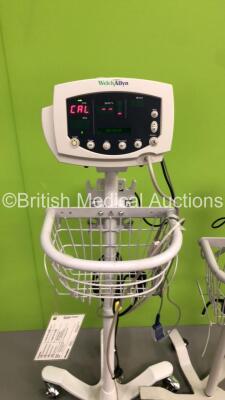 1 x Welch Allyn 53N00 Patient Monitor on Stand with 1 x BP Hose and 1 x SpO2 Finger Sensor and 1 x Welch Allyn Spot Vital Signs Monitor on Stand with 1 x BP Cuff (Both Power Up) * SN 200805428 / JA117423 * - 4