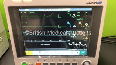 2 x EDAN iM60 Touch Screen Patient Monitors Including ECG, SpO2, NIBP, IBP1, IBP2, T1, T2 and CO2 Module Holder Options with 2 x Batteries, 2 x BP Hoses, 2 x BP Cuff, 2 x IBP Pressure Transducers, 2 x SpO2 Sensors, 2 x CO2 Sampling Lines, 2 x AC Power Cab - 2