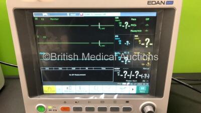 2 x EDAN iM60 Touch Screen Patient Monitors Including ECG, SpO2, NIBP, IBP1, IBP2, T1, T2 and CO2 Module Holder Options with 2 x Batteries, 2 x BP Hoses, 2 x BP Cuff, 2 x IBP Pressure Transducers, 2 x SpO2 Sensors, 2 x CO2 Sampling Lines, 2 x AC Power Cab - 2