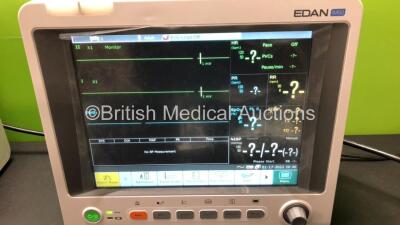 2 x EDAN iM60 Touch Screen Patient Monitors Including ECG, SpO2, NIBP, IBP1, IBP2, T1, T2 and CO2 Module Holder Options with 2 x Batteries, 2 x BP Hoses, 2 x BP Cuff, 2 x IBP Pressure Transducers, 2 x SpO2 Sensors, 2 x CO2 Sampling Lines, 2 x AC Power Cab - 2