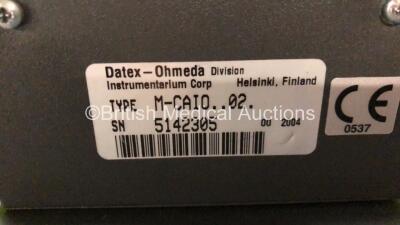 1 x Datex Ohmeda Type M-CAIO..02 Gas Module with Trap *Mfd 2004* and 1 x Datex Ohmeda Type M-NESTPR..01 Module *Mfd 2004* **SN 5143798 - 5142305** - 3