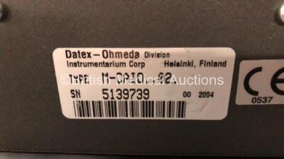 1 x Datex Ohmeda Type M-CAIO..02 Gas Module with Trap *Mfd 2004* and 1 x Datex Ohmeda Type M-NESTPR..01 Module *Mfd 2003* **SN 5139739 - 4853574** - 3