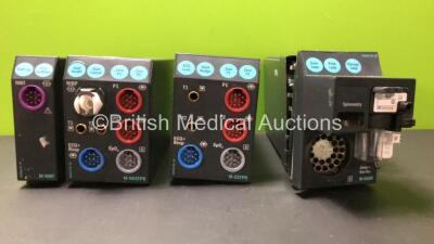 Job Lot Including 1 x Datex Ohmeda Type M-CAIOV..01 Gas Module with Water Trap (Damaged - See Photo) 1 x Datex Ohmeda Type M-ESTPR..04, 1 x Datex Ohmeda Type M-NESTPR..01 and 1 x Datex Ohmeda Type M-NMT..02 **SN 3697177 - 5143795 - 5114361 - 4610756**